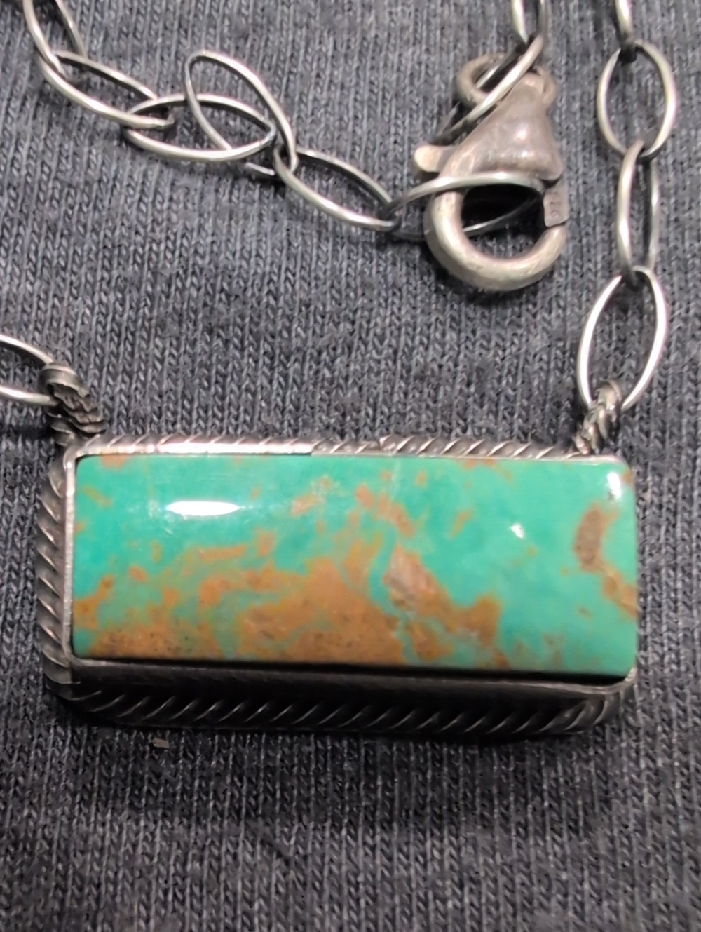 Sterling Silver Kingman Turquoise Bar Pendant Necklace - By Tia Long